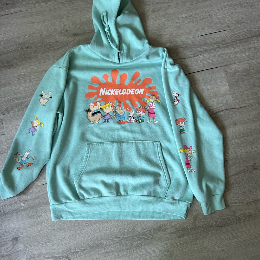 Aqua Nickelodeon Hoodie with 90’s characters